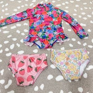 New Poppy Kids rashguard one piece swimsuit zipup bikini bottom baby long sleeve